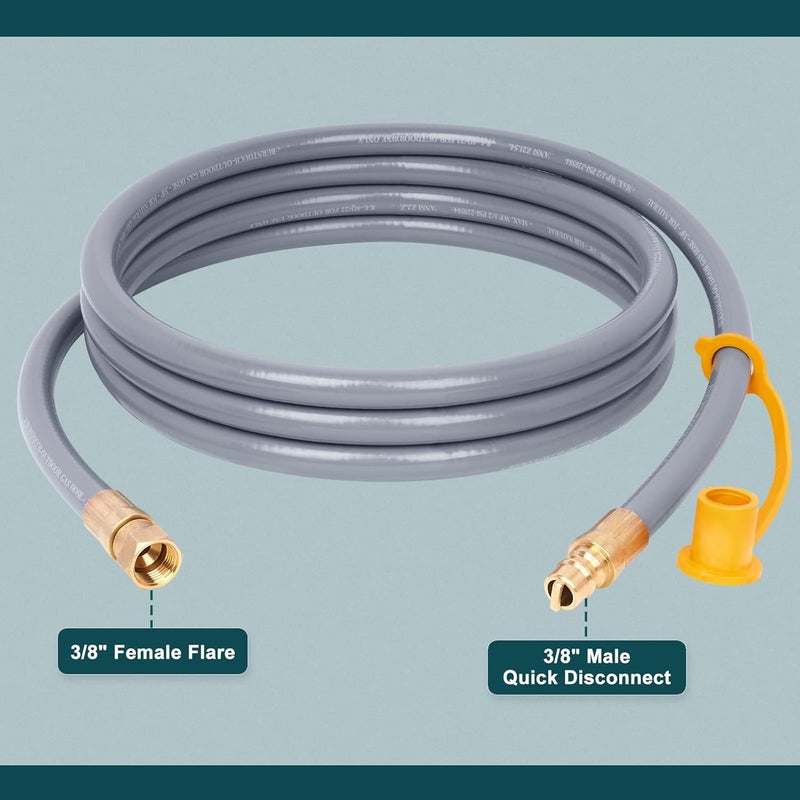 GASPRO 10 Feet 3/8" ID Natural Gas Hose, Low Pressure LPG Hose, for Weber, Char-Broil, Pizza Oven, Patio Heater and More - Image 2