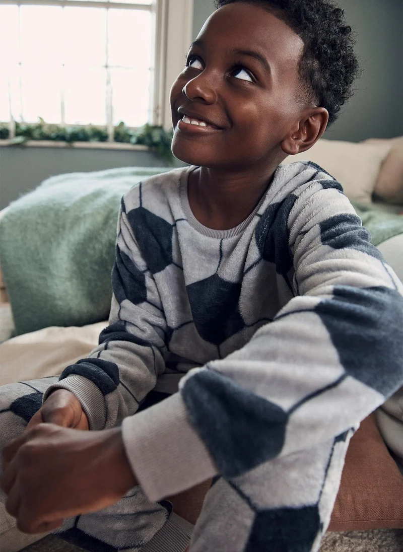 ماتلان طقم بيجاما أولاد من الصوف الرمادي لكرة القدم