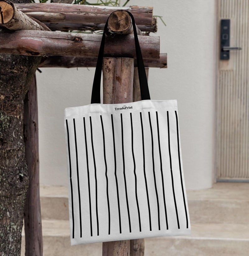 TrendoPrint Canvas White Tote Bags for Women with Zip 15Kgs Capacity, College Bag for Girls, 100% Organic Cotton Tote Bag for Shopping, Travel &Beach - Image 4