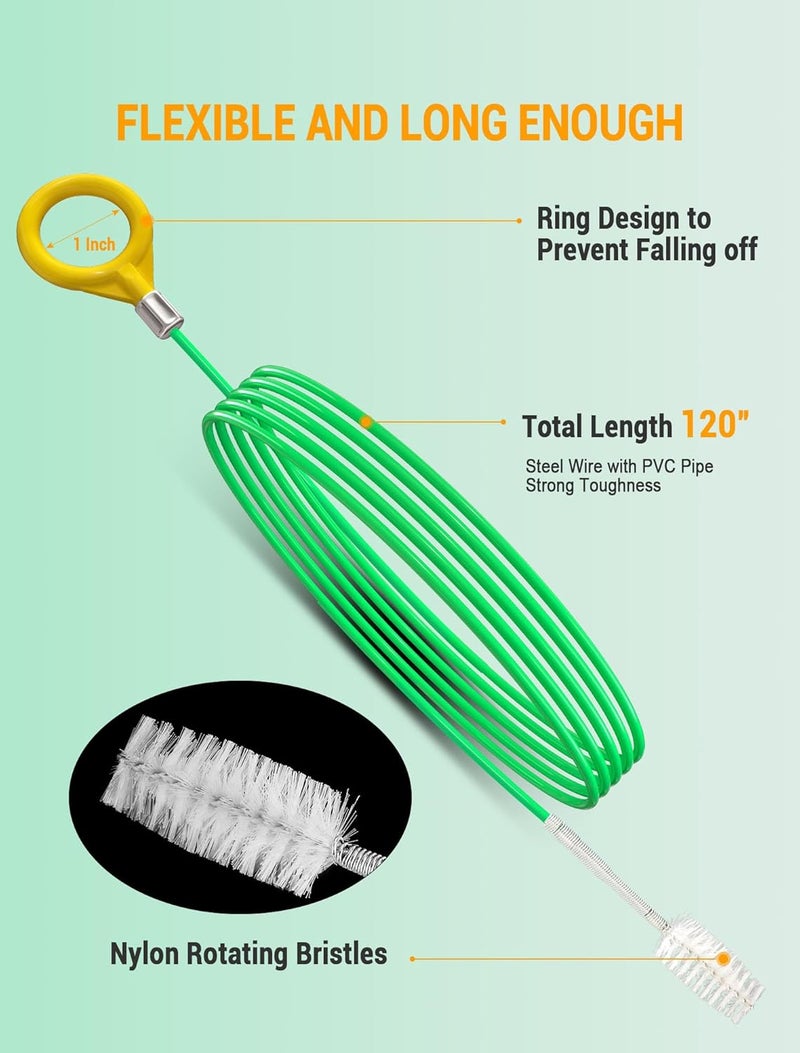 FEAOXYO Auto Sunroof Cleaning Tool, 120 Inch Long Flexible Pipe Brush, Tube Cleaner Brush with 1 PC 7.9 Inch Drain Brush, Slim Drain Dredging Brush Perfect for Car Sunroof, Windshield Wiper Drain Hole Globally spread simple design - Image 2