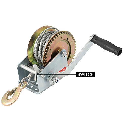ZOENHOU 1600lbs Capacity Heavy Duty Hand Winch with 49FT / 15m Steel Cable, Hand Crank Winch, Boat Trailer Winch Manual Winch with Hook and Gear Grease, for Pulling Boat Trailer Truck - Image 3
