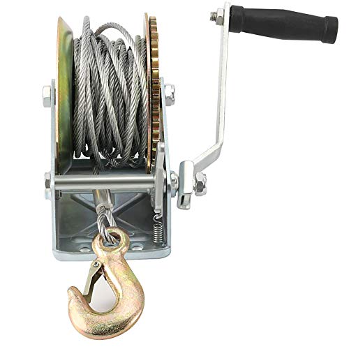 ZOENHOU 1600lbs Capacity Heavy Duty Hand Winch with 49FT / 15m Steel Cable, Hand Crank Winch, Boat Trailer Winch Manual Winch with Hook and Gear Grease, for Pulling Boat Trailer Truck - Image 4