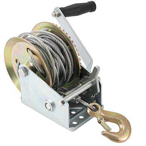 ZOENHOU 1600lbs Capacity Heavy Duty Hand Winch with 49FT / 15m Steel Cable, Hand Crank Winch, Boat Trailer Winch Manual Winch with Hook and Gear Grease, for Pulling Boat Trailer Truck - Image 5