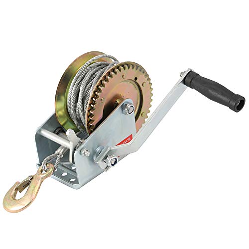 ZOENHOU 1600lbs Capacity Heavy Duty Hand Winch with 49FT / 15m Steel Cable, Hand Crank Winch, Boat Trailer Winch Manual Winch with Hook and Gear Grease, for Pulling Boat Trailer Truck - Image 1