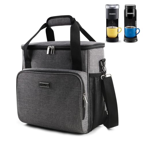 BAGLHER Coffee Maker Travel Bag Compatible with Keurig K-Mini, K-Mini Plus, Keurig K-Express, Keurig K-Iced or Other Accessories, Portable Coffee Maker Case with Shoulder Strap for Travel, Grey - Image 1