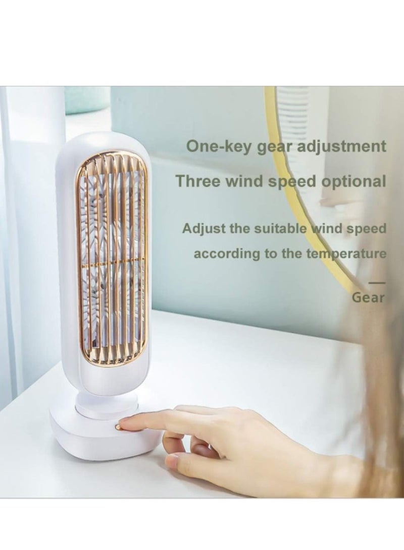 Y&D Desktop Tower Fan, Mini Portable Fan Retro Two-leaf USB Rechargeable Cordless Personal for Home Office Bedroom Camping Outdoor  - Image 4