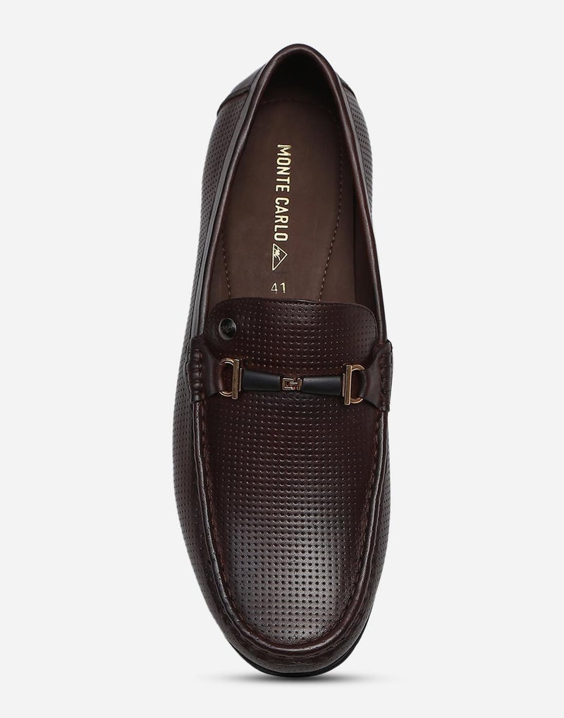 Monte Carlo Mens Brown Solid Slip on Genuine Leather Loafers (201818FW-2-9) - Image 3