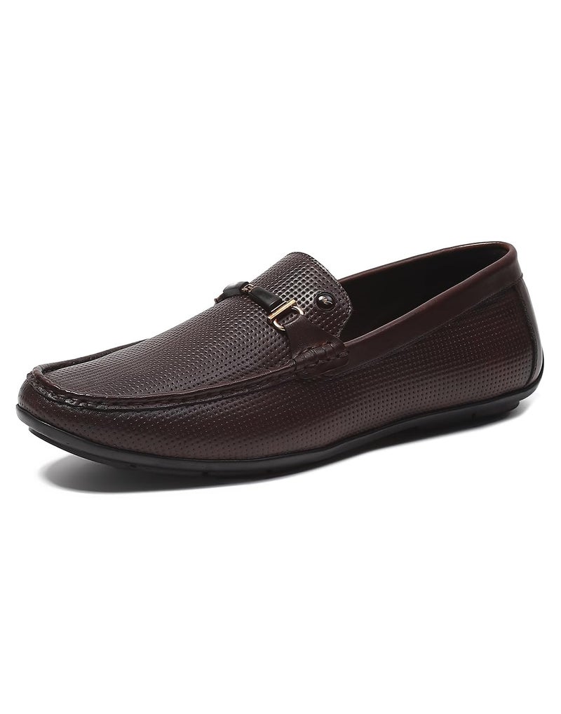 Monte Carlo Mens Brown Solid Slip on Genuine Leather Loafers (201818FW-2-9) - Image 1