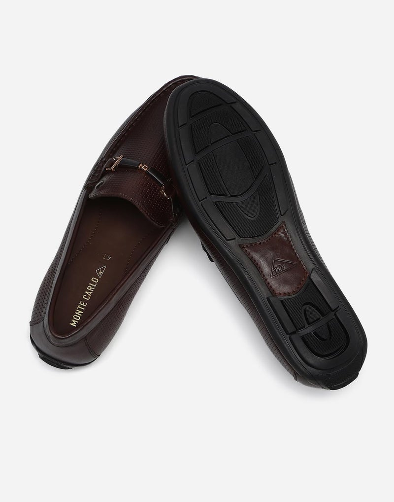 Monte Carlo Mens Brown Solid Slip on Genuine Leather Loafers (201818FW-2-9) - Image 4