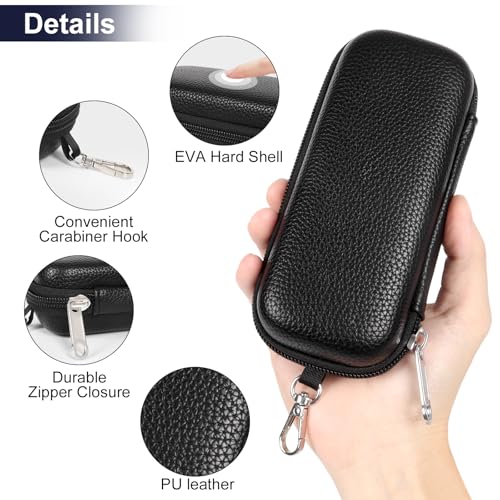 Tangoner Double Eyeglasses Case, Dual Sunglasses Organizer Hard Shell PU Leather Zipper Closure, Eyewear Storage Box Travel for 2 Pairs - Image 4