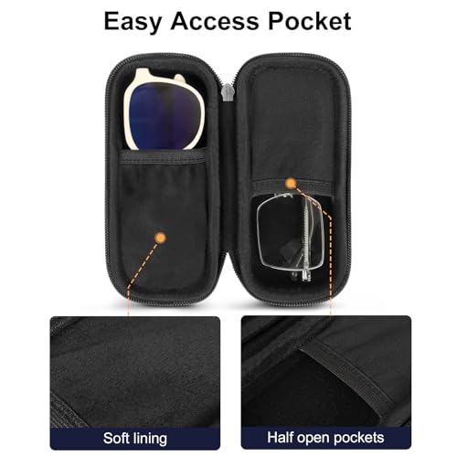 Tangoner Double Eyeglasses Case, Dual Sunglasses Organizer Hard Shell PU Leather Zipper Closure, Eyewear Storage Box Travel for 2 Pairs - Image 3