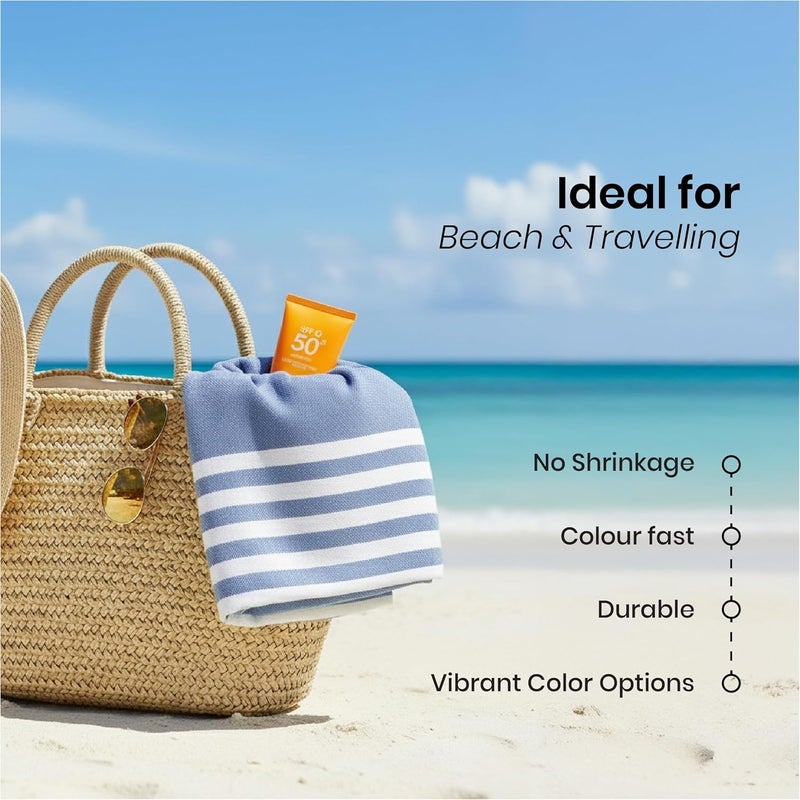 Mush منشفة شاطئ من الخيزران قابلة للحمل | منشفة استحمام 100% من الخيزران للشاطئ، والمشي، والرحلات | منشفة مدمجة مع حقيبة سفر | 60x120 سم، 250 غم/م² سريعة الجفاف، خفيفة الوزن ومقاومة للرمال | زرقاء - Image 4