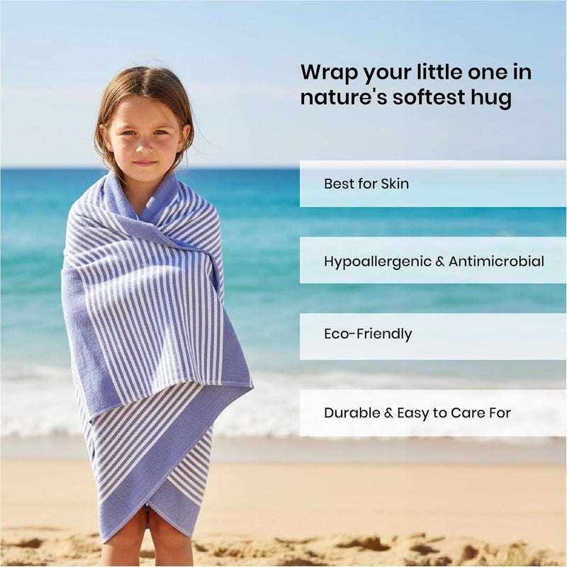 Mush منشفة شاطئ من الخيزران قابلة للحمل | منشفة استحمام 100% من الخيزران للشاطئ، والمشي، والرحلات | منشفة مدمجة مع حقيبة سفر | 60x120 سم، 250 غم/م² سريعة الجفاف، خفيفة الوزن ومقاومة للرمال | زرقاء - Image 5