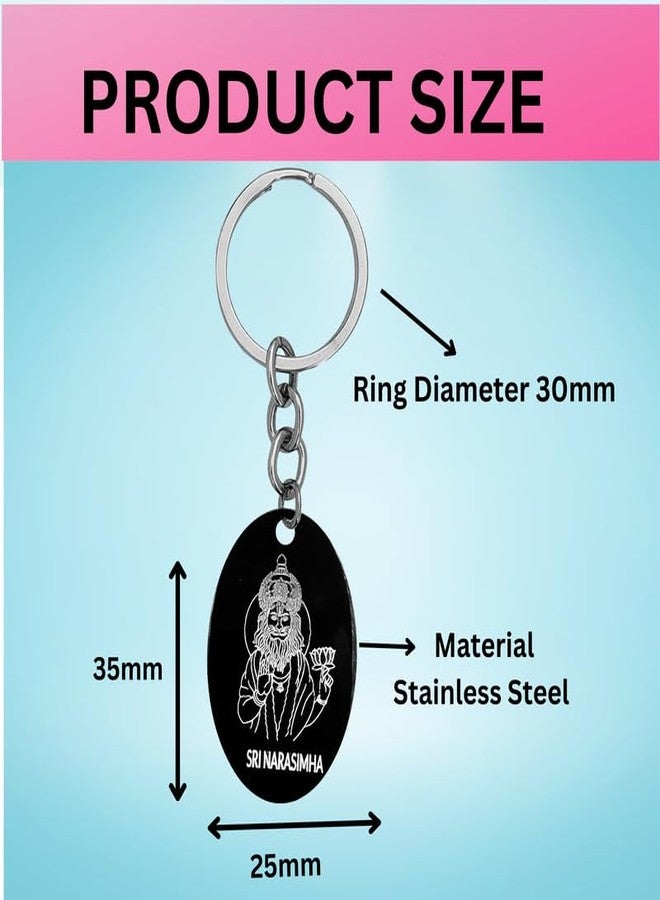The Men Gift Lord Vishnu Avatar - Narasimha or Narasingh Key Chain Black Stainless Steel Keyring Keychain For Bike Car Office Home Girls Boys Friends Parents ShivBLrKey202514 - Image 2