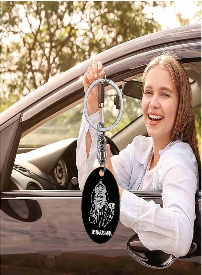 The Men Gift Lord Vishnu Avatar - Narasimha or Narasingh Key Chain Black Stainless Steel Keyring Keychain For Bike Car Office Home Girls Boys Friends Parents ShivBLrKey202514 - Image 5