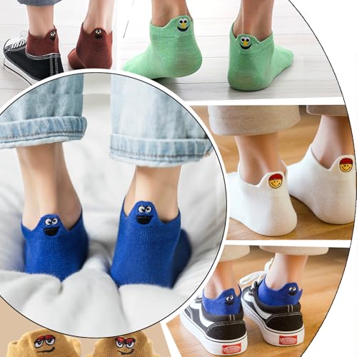 IBEILLI Men Casual Socks Cotton Low Cut Ankle Socks Fashion No Show Sock for Men (10 Pack Funny Face) - Image 3