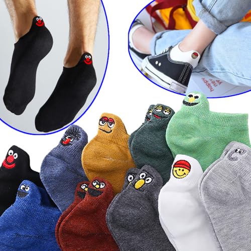 IBEILLI Men Casual Socks Cotton Low Cut Ankle Socks Fashion No Show Sock for Men (10 Pack Funny Face) - Image 2