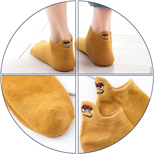 IBEILLI Men Casual Socks Cotton Low Cut Ankle Socks Fashion No Show Sock for Men (10 Pack Funny Face) - Image 5