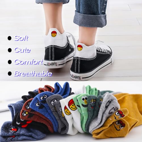 IBEILLI Men Casual Socks Cotton Low Cut Ankle Socks Fashion No Show Sock for Men (10 Pack Funny Face) - Image 4