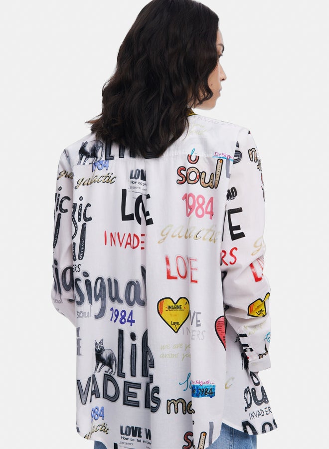 DESIGUAL Cotton shirt with letters - Image 4