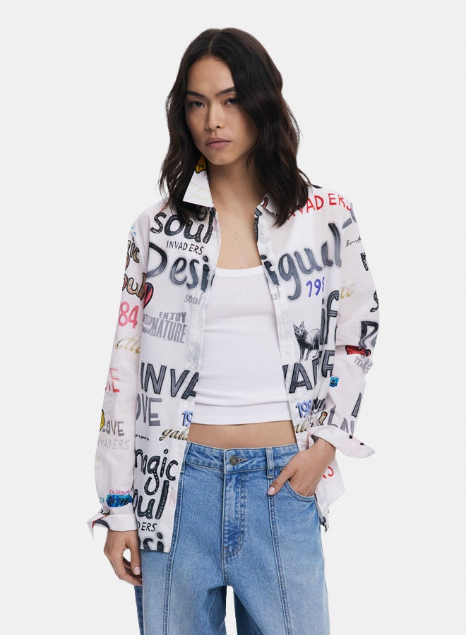 DESIGUAL Cotton shirt with letters - Image 2