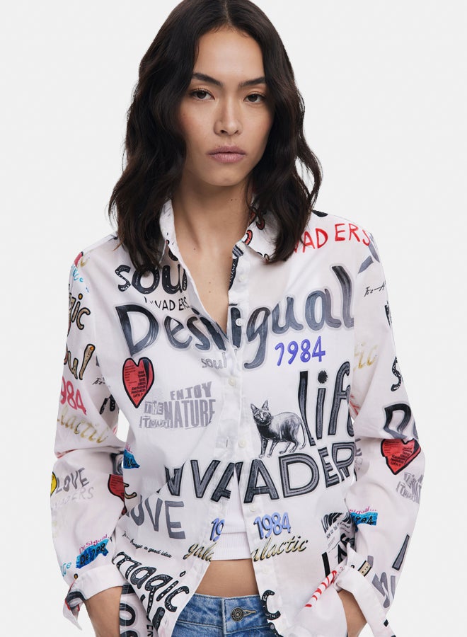 DESIGUAL Cotton shirt with letters - Image 3