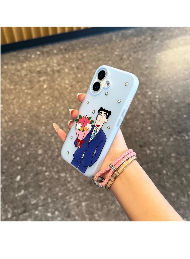 NIBEMINENT Couple Hiroshi And Mika Protective TPU Case Cover For iPhone 15 Plus, Blue