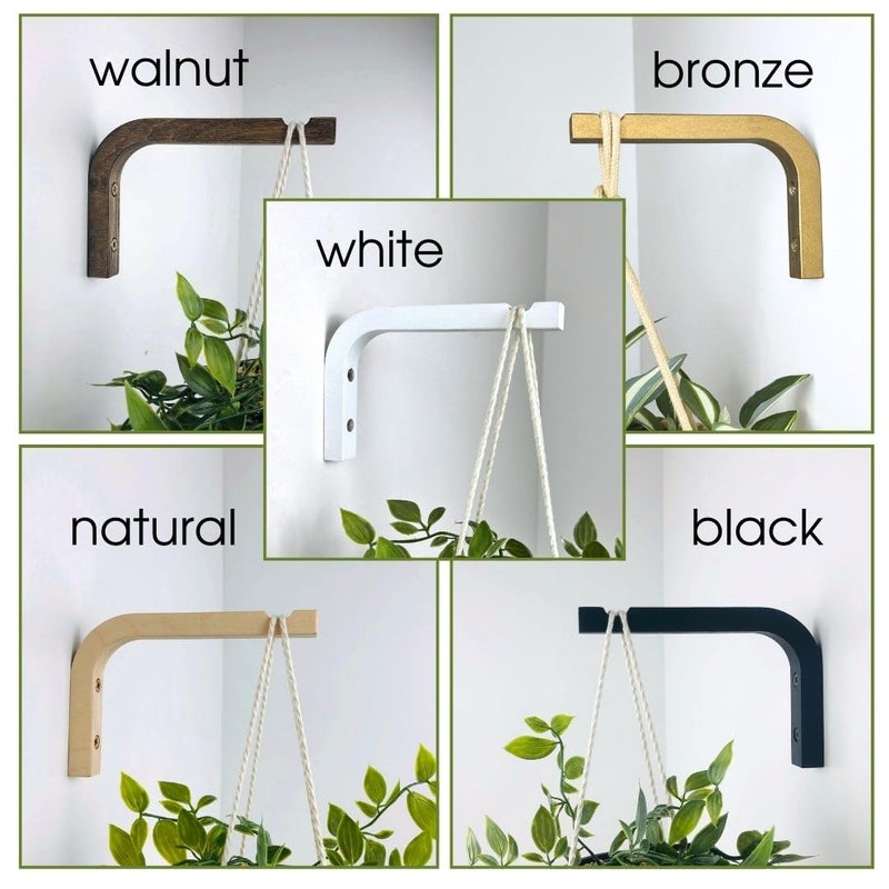 EvenWood 2-Piece Set of Plant Hooks for Wall 6 Inch - Mounted Wooden Plant Hook - Indoor and Outdoor Bracket Plant Hanger for Planters, Lanterns, Bird Feeders, Patio Decorations (Walnut) - Image 2