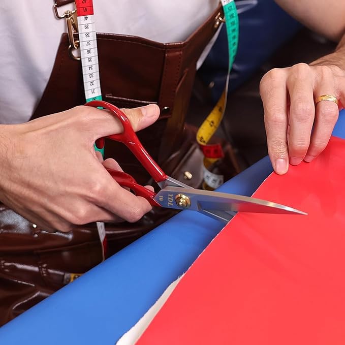 GEMSY Professional Tailor Scissors – 10 Inch Heavy Duty Fabric Cutting Shears | Red Handle & White Blade Stainless Steel Scissors for Sewing, Leather, Crafts, Dressmaking, DIY & All-Purpose Use - Image 5