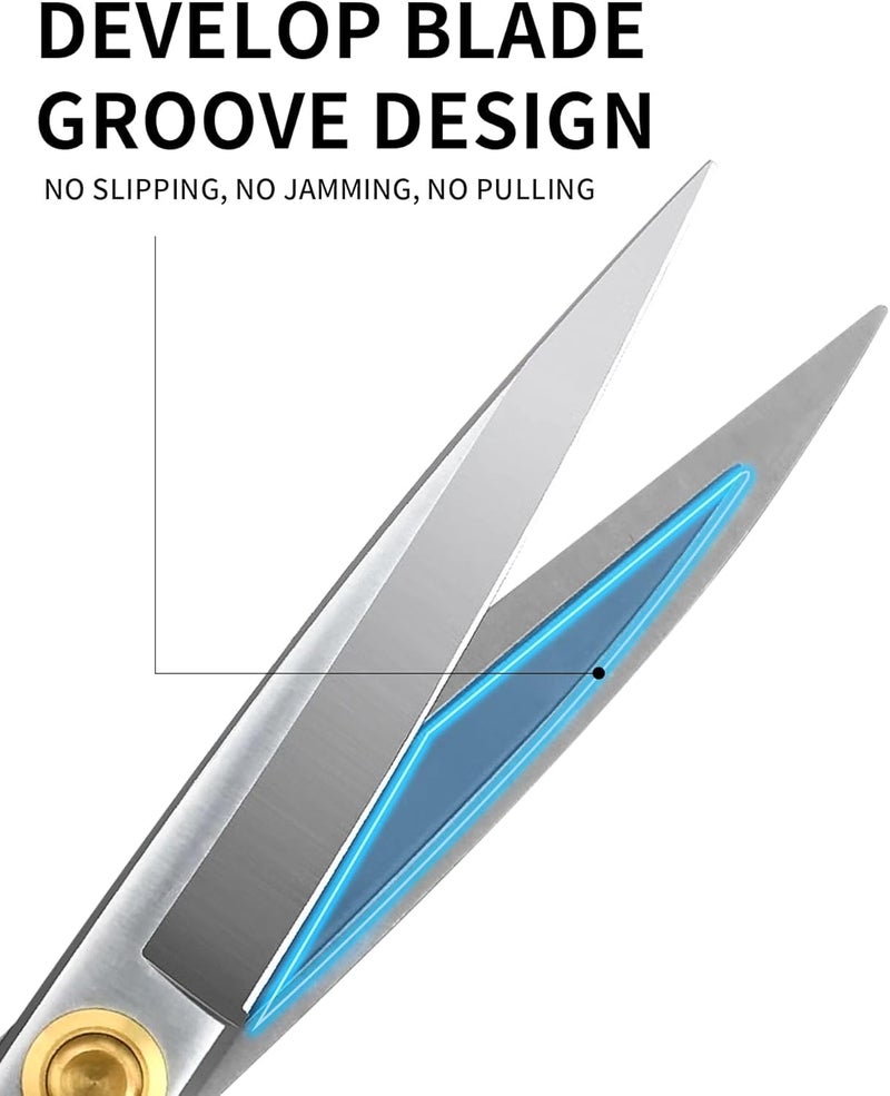 GEMSY Professional Tailor Scissors – 10 Inch Heavy Duty Fabric Cutting Shears | Red Handle & White Blade Stainless Steel Scissors for Sewing, Leather, Crafts, Dressmaking, DIY & All-Purpose Use - Image 2