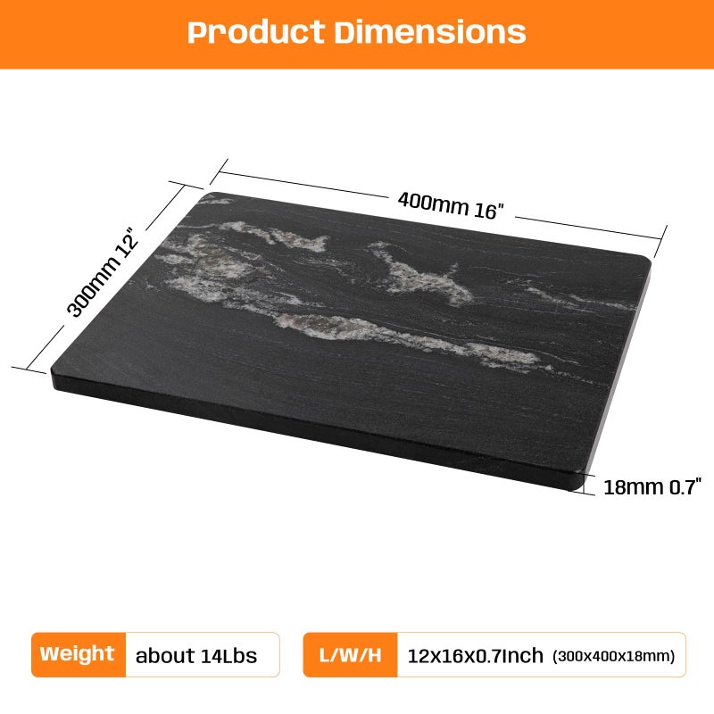 Adolif Natural Black Marble Pastry and Cutting Board, 12x16x0.7 Inch, Heavy for Dough Chocolate, Pack of 1 - Image 3
