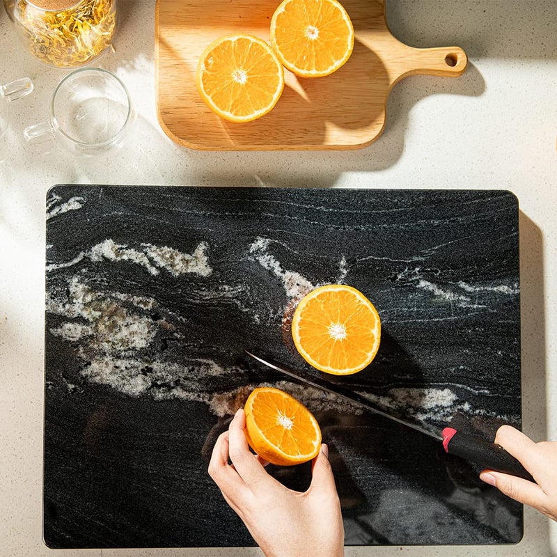 Adolif Natural Black Marble Pastry and Cutting Board, 12x16x0.7 Inch, Heavy for Dough Chocolate, Pack of 1 - Image 2