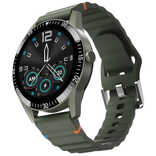 Fire-Boltt Talk Round Smart Watch 1.39″ TFT Display with Bluetooth Calling, Dual Button, Voice Assistance, SPO₂ & Heart Rate Monitor, 120+ Sports Modes, Smartwatch for Men & Women - Green - Image 1