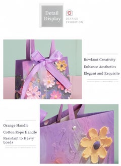 Harse Color Gift Bag with Handle, Oil Painting Gift Paper Bags Medium Size Small Gift Bags Birthday Craft Paper Gift Bags for Presents,Birthdays, Mother's Day,Weddings, Party（25*12*22cm）  - Image 4