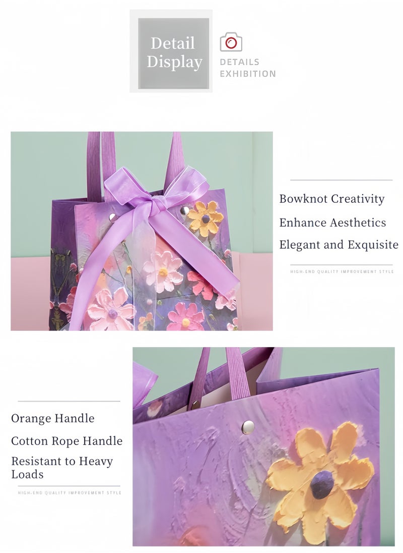 Harse Color Gift Bag with Handle, Oil Painting Gift Paper Bags Medium Size Small Gift Bags Birthday Craft Paper Gift Bags for Presents,Birthdays, Mother's Day,Weddings, Party（25*12*22cm）  - Image 4