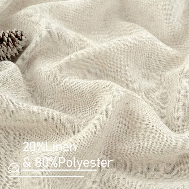 LAMIT Linen Curtains 40 Inch Length 2 Panels, Cream Ivory Semi Sheer Light Filtering Panels Back Tab and Rod Pocket Neutral Drapes for Basement/Window/Loft Room, 34 x 40 Inch - Image 2