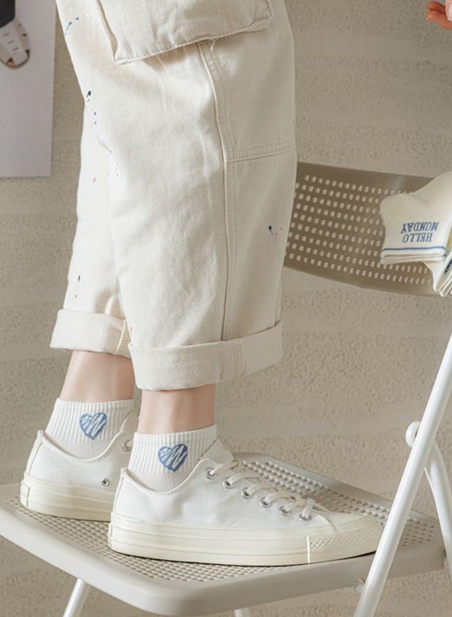 5 pairs Of Small Fresh Socks, Pure Cotton Boat Socks, Thin Cotton Socks, Letter Socks For Women - Image 5