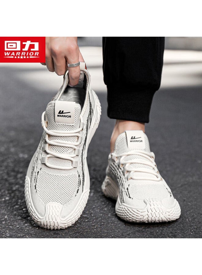 Warrior Men's Casual Shoes Comfortable All-match Flying Woven Breathable Mesh Shoes Men's Shoes 3631n Beige/grey Size 41