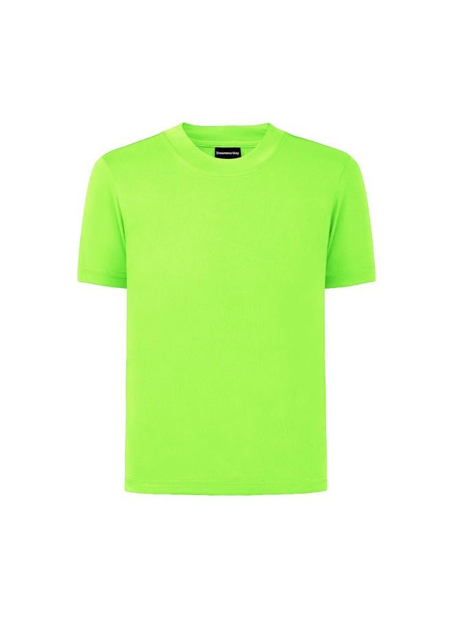 Dreammonkey 4T to Youth Neon Shirt Kids Rash Guard UPF 50+ Dry Fit Athletic Short Sleeve T Shirts for Boys and Girls (Neon Green S) - Image 1