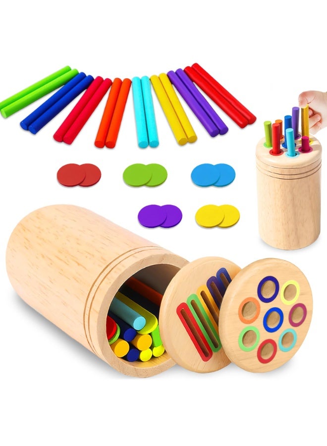 Mordely Montessori Wooden Toys for 1 2 3 Years Boys Girls,Wooden Color Sorting & Development Toy | Birthday Gifts for Toddlers 1-3 Year Olds | Educational Learning Toys for 1 2 3 Year Old Boy Girl - Image 1