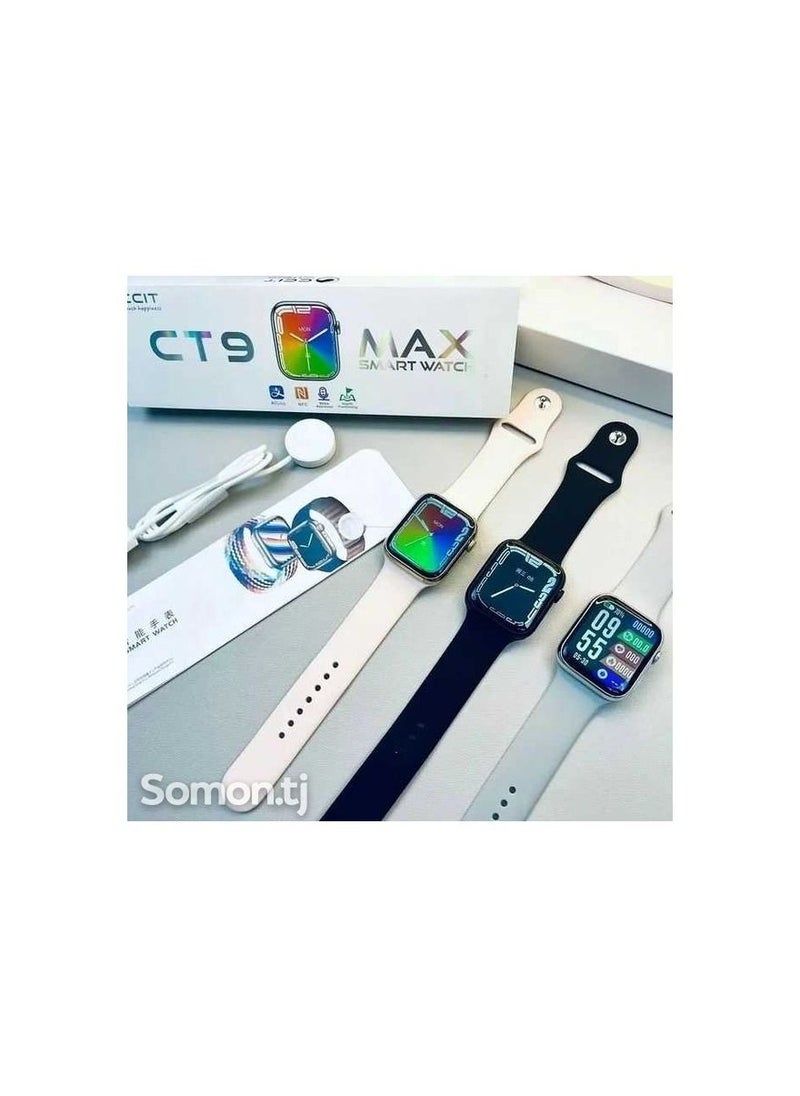 CCIT - CT9 MAX Smart Watch with NFC Technology, Bluetooth, Blood Pressure Measurement, Heart Rate - Black - Image 1