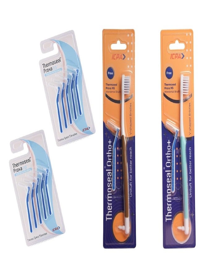 ICPA Thermoseal Proxa Wide Space Interdental Brush for adults (Pack of 2) & Thermoseal Brush (Pack of 2) | Multicolor - Image 1