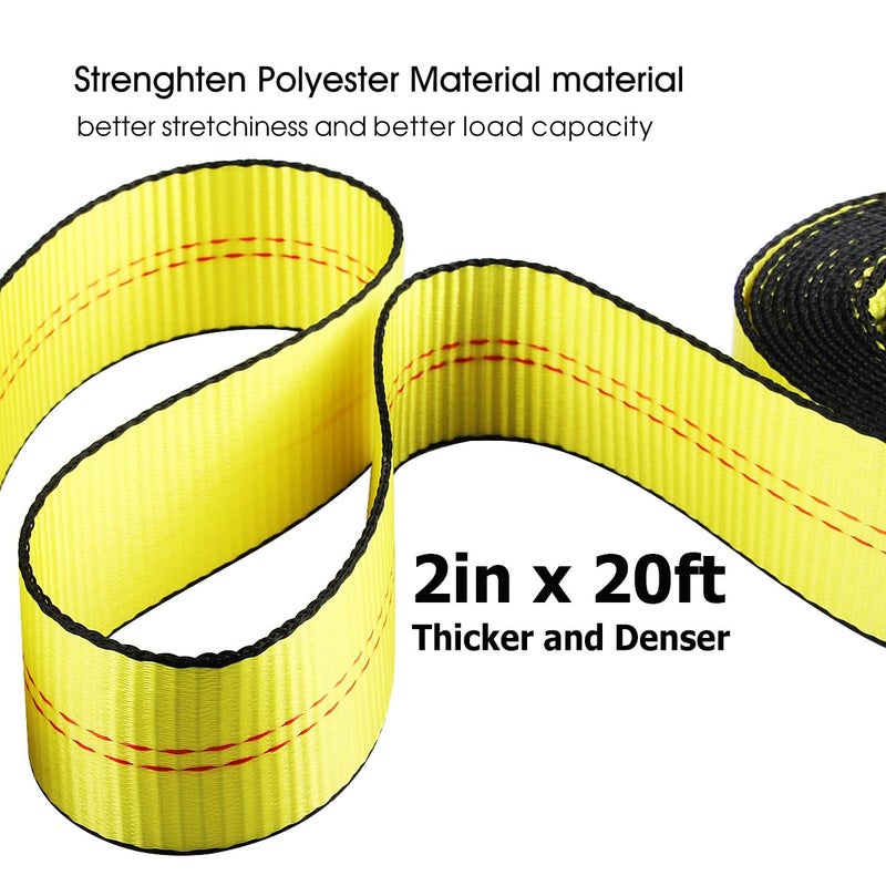 JCHL Recovery Tow Strap with Reinforced Loops 2inx20ft Heavy Duty 26,000lb Break Strength Vehicle Recovery Rope for for Car Truck Jeep ATV SUV Reinforced Loops, Protective Sleeves - Image 3