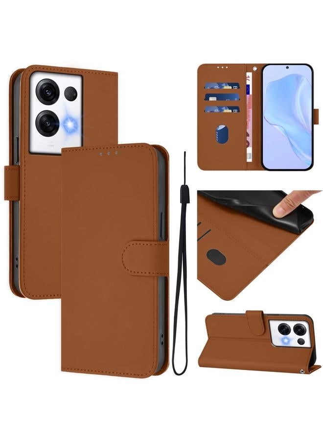 S-TOP Case For OPPO Reno8 Pro 5G Global Skin Feel Solid Color Leather Phone Case with Lanyard - Image 1