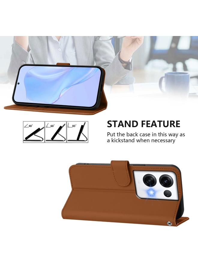 S-TOP Case For OPPO Reno8 Pro 5G Global Skin Feel Solid Color Leather Phone Case with Lanyard - Image 3