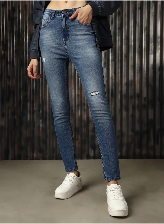 هاي ستار Women Comfort Skinny Fit High Rise Heavy Fade Stretchable Jeans