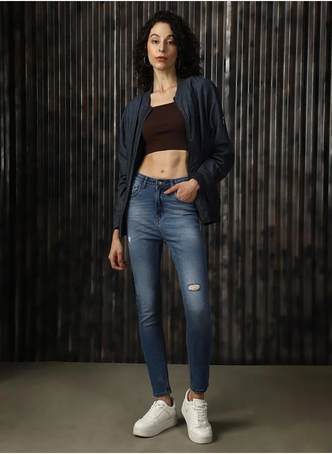 هاي ستار Women Comfort Skinny Fit High Rise Heavy Fade Stretchable Jeans