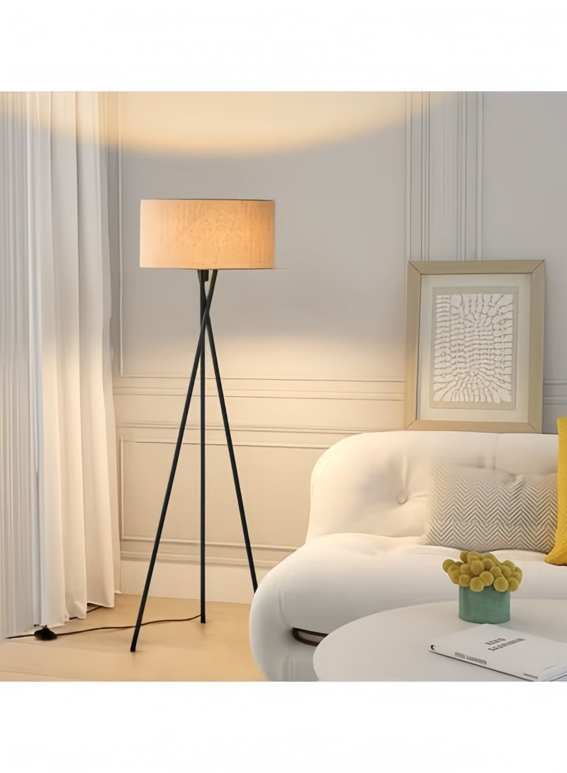 GGEROU Floor Lamp for Living Room Bedroom with 3 Color Temperatures LED Bulb, Vertical Bedside Lamp Wall Corner Floor Table Lamp Sofa Ambient Light with Linen Lamp Shade Black 63x16.5 inch - Image 1