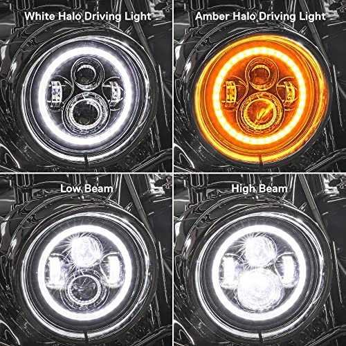 ONLINE LED STORE TRUE MODS 7" HALO LED Headlight Replacement for Harley Davidson Road King Electra Glide Ultra Classic Limited Heritage Softail Fat Boy Tri Street Glide Free Wheeler H4 Head Light Bulb Lamp - BLACK - Image 5