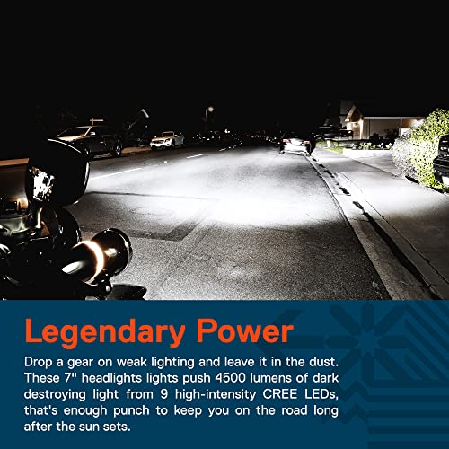 ONLINE LED STORE TRUE MODS 7" HALO LED Headlight Replacement for Harley Davidson Road King Electra Glide Ultra Classic Limited Heritage Softail Fat Boy Tri Street Glide Free Wheeler H4 Head Light Bulb Lamp - BLACK - Image 3